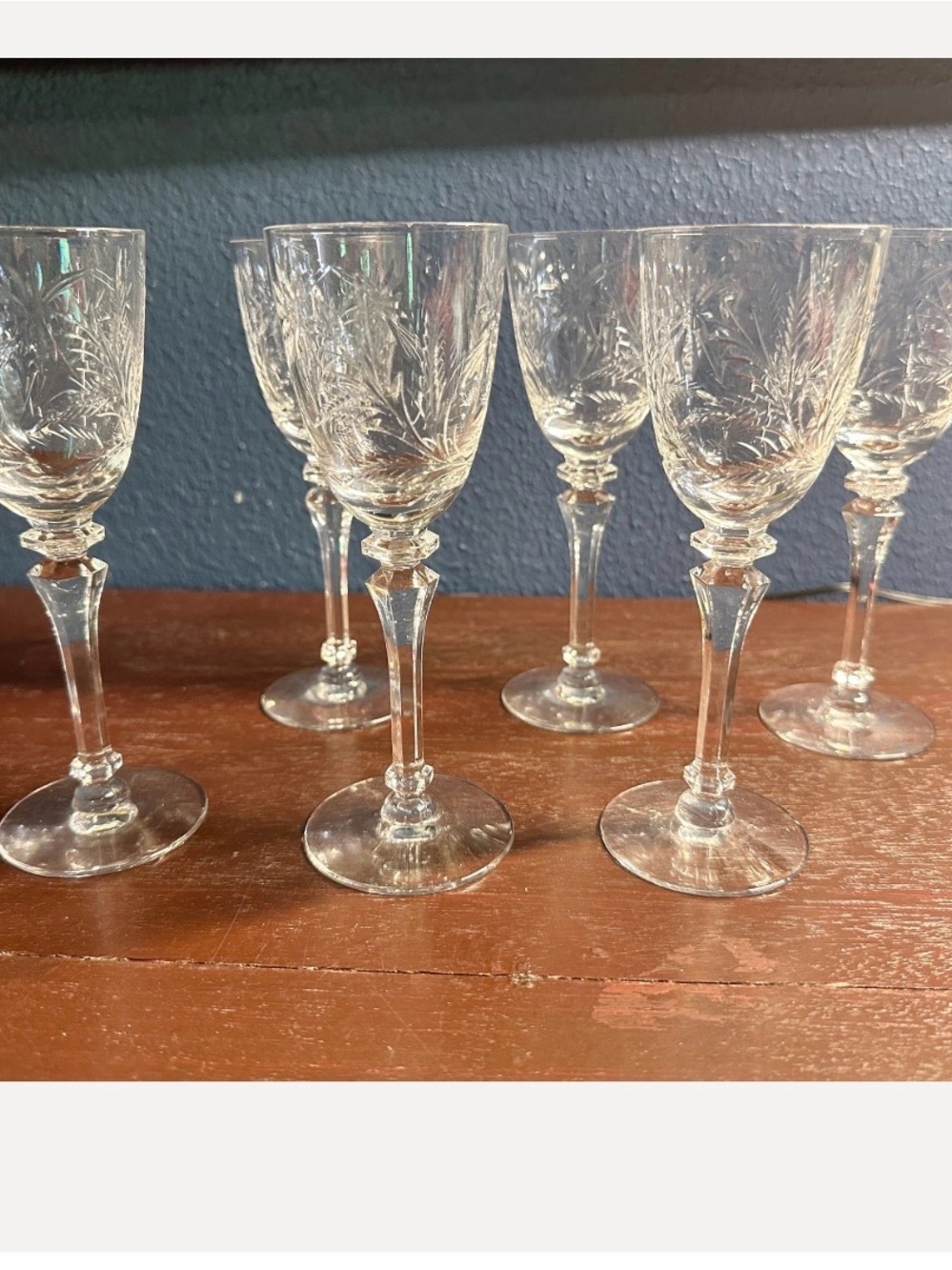 Tiffin Mirabelle Etched Crystal Stemmed Glasses - Clear Set of 6